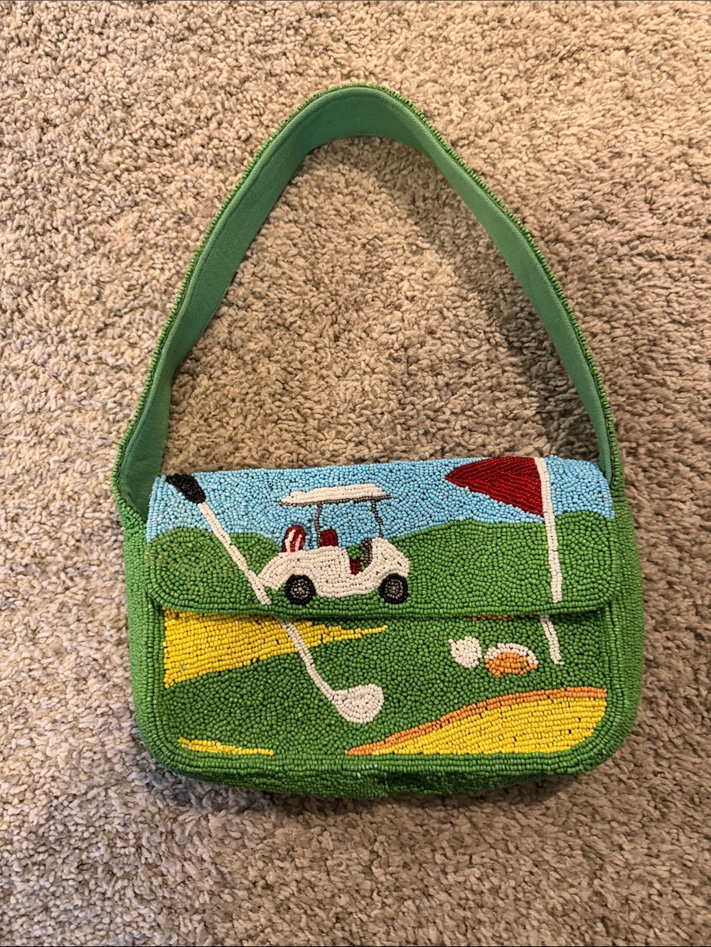 Green Golf Beaded Shoulder Bag